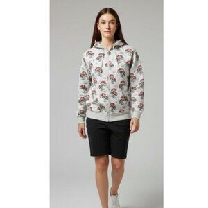 L.A. SOUL Mushroom Zip Up Fleece Hoodie Long Sleeve Gray, Red Women/Unisex XL